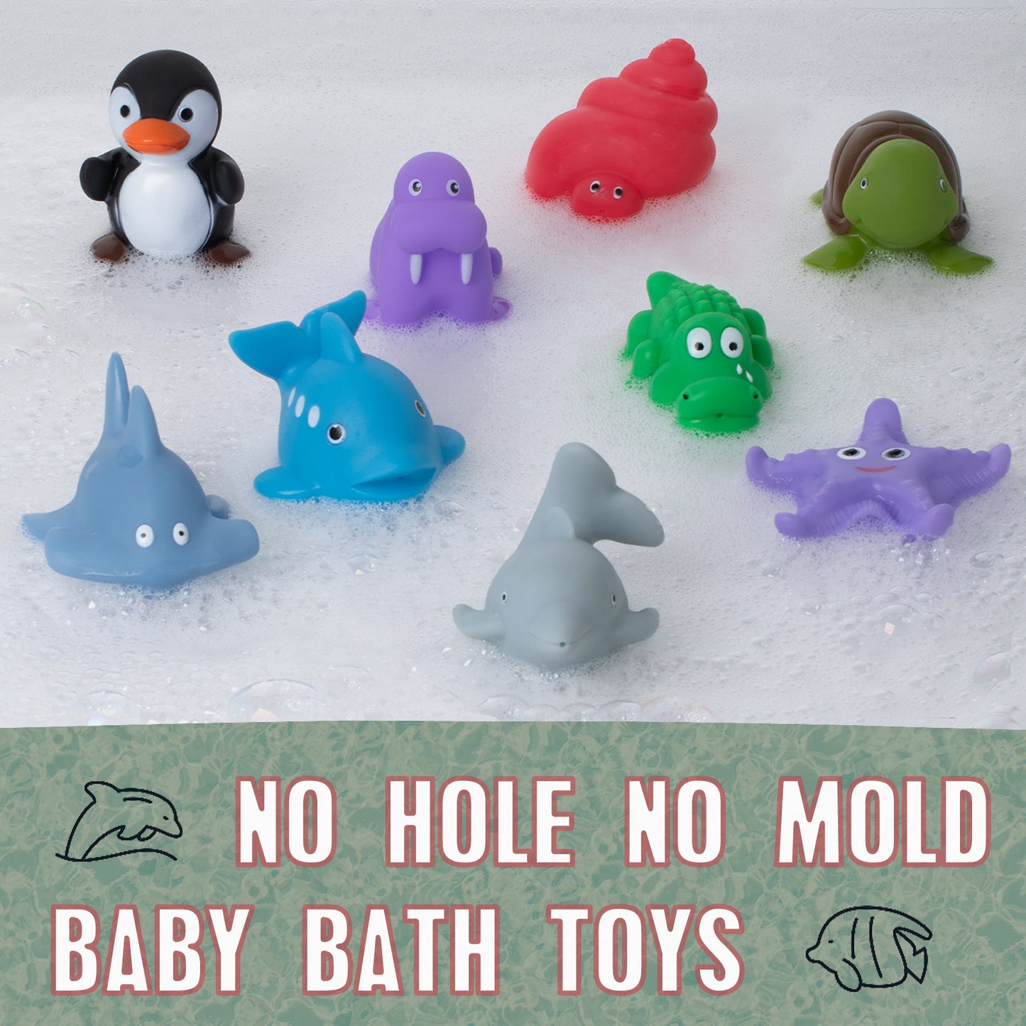 Hely Cancy Mold Free Infant Bath Toys for 18 Months - No Hole Animal  Bathtub Toys, Baby Bath Tub Toys No Mold (Ocean)