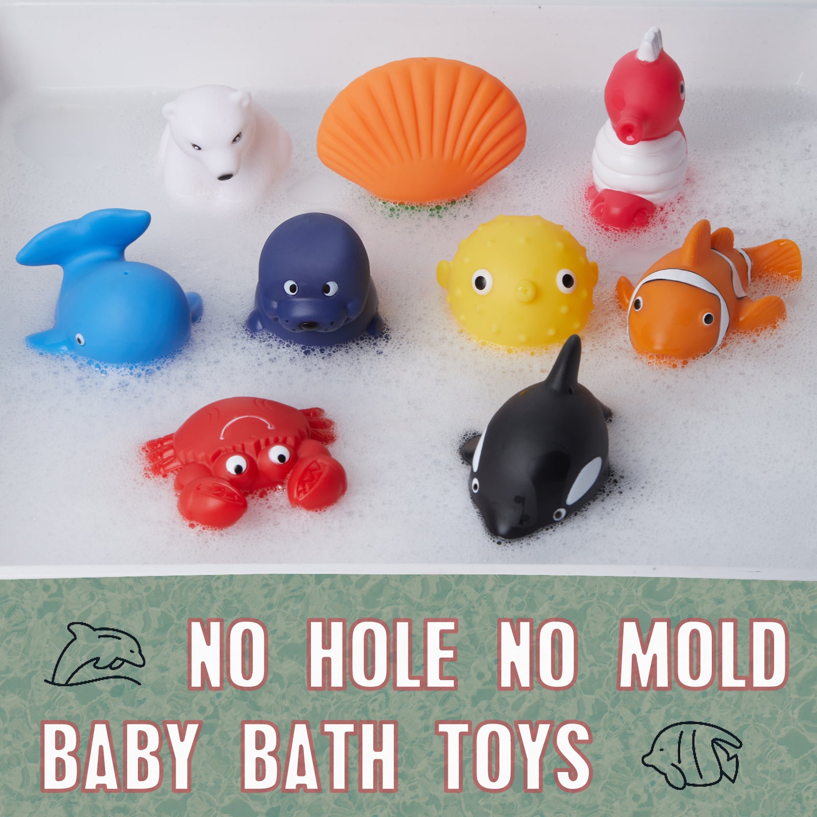 Mold Free Ocean Bath Toys for Toddlers/ Infants 6 - 12- 18 Months